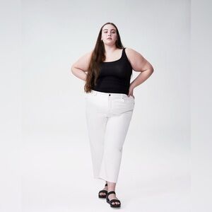 Universal Standard Bae Boyfriend Crop Denim in White Plus Size 36